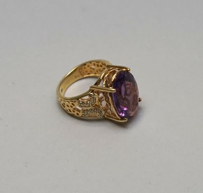 Silver ring gilded 925/°° set with an oval...
