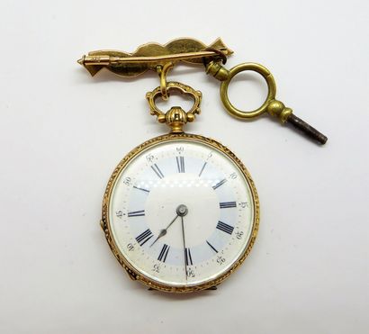 18k (750/°°) yellow gold GOUSSET WATCH, white...