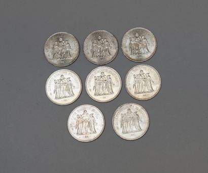 LOT of 8 pieces of 50 francs silver. PB:...