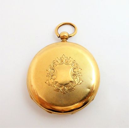 18K (750/°°) yellow gold GOUSSET WATCH, white...