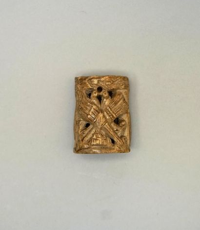 Bone weapon element carved with an officer's...