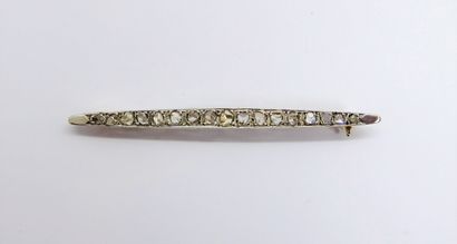 18K (750/°°) yellow gold and silver barrette,...
