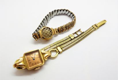 LOT OF 2 WATCHES in 18K yellow gold (750/°°)...