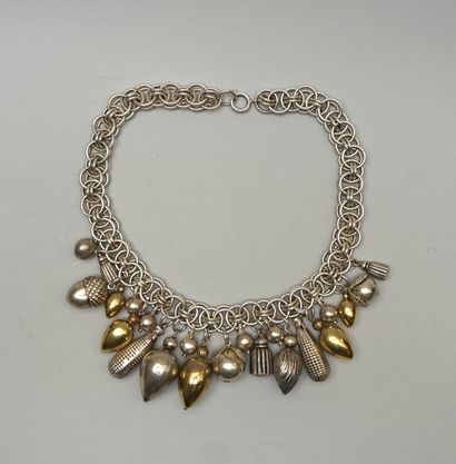 Silver and gilt metal NECKLACE, the chain...