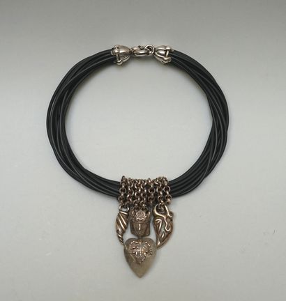 NECKLACE in silver 925/°° made of 14 rubber...