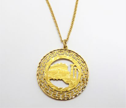 14K (585/°°) yellow gold CHAIN AND PENDANT,...