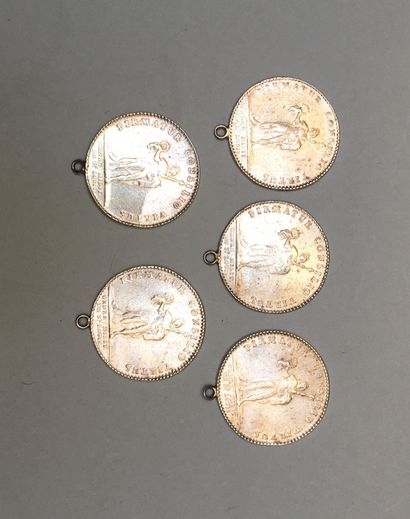 
LOT of 5 silver tokens Louis XVI - St Louis...