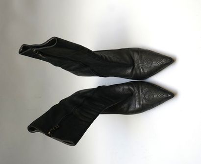 PRADA - Pair of black leather ankle boots...