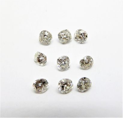 9 old cut diamonds, total weight: 2.86ct...