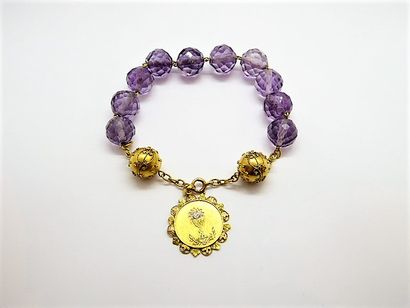 BRACELET in 18K (750/°°) yellow gold, faceted...