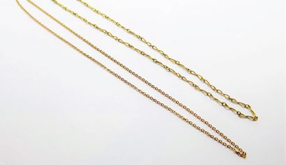 LOT OF 2 CHAINS in 18K (750/°°) yellow gold,...