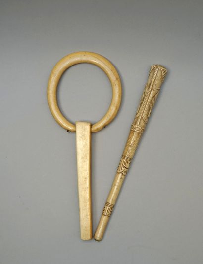 SET of a parasol handle decorated with a...