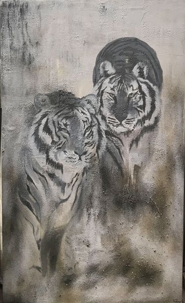 FOBKA

cole contemporaine. 2 tigres. Technique...