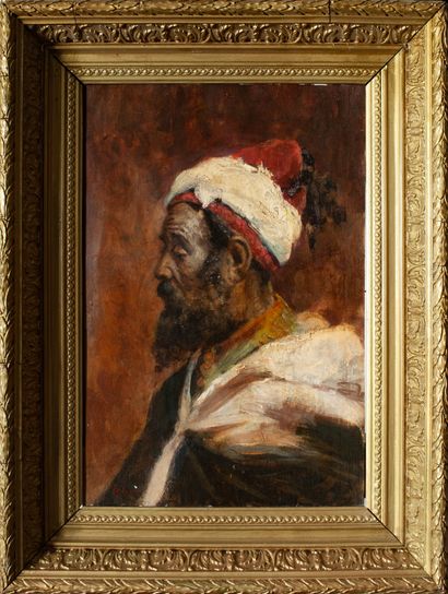 Portrait d'homme barbu au chapeau rouge

Huile...