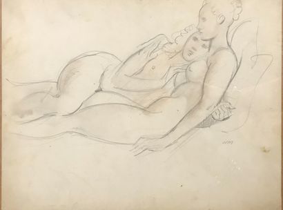 Lot de 5 pièces encadrées de dessins érotiques...