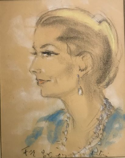 Ecole française du XXème siècle. Portrait...