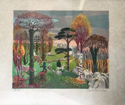 LA GIREAUDIERE. Le chasseur. Lithographie...