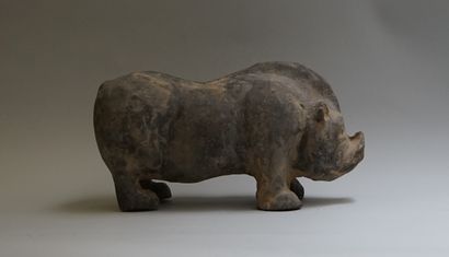 Grey terracotta pig. 

Han, 206 BC - 220...