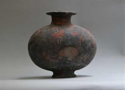 Cocoon earthenware vase with brown background...