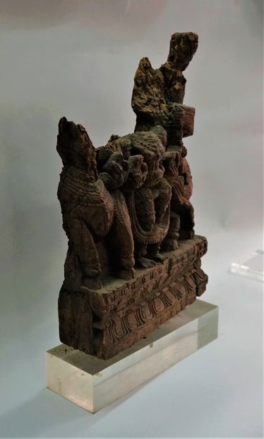 Architectural element in carved wood representing...