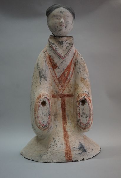 Kneeling court lady in grey terracotta with...