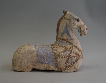 Legless and earless horse in polychrome terracotta...