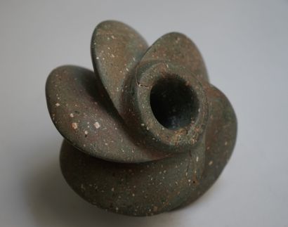 Spiral weapon mace. Green speckled hard stone....