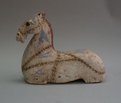 Legless and earless horse in polychrome terracotta...