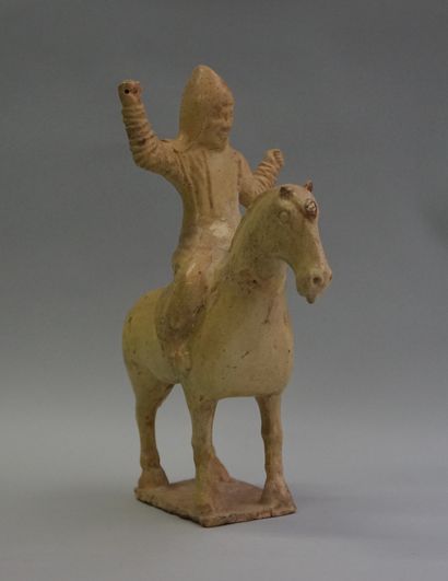 Terracotta rider with a limewood glaze. 

Early...
