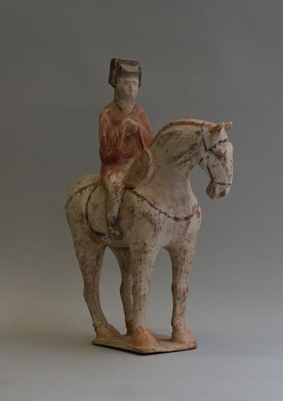 Beige terracotta officer on horseback with...