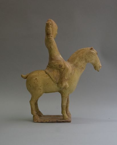 Terracotta rider with a limewood glaze. 

Early...
