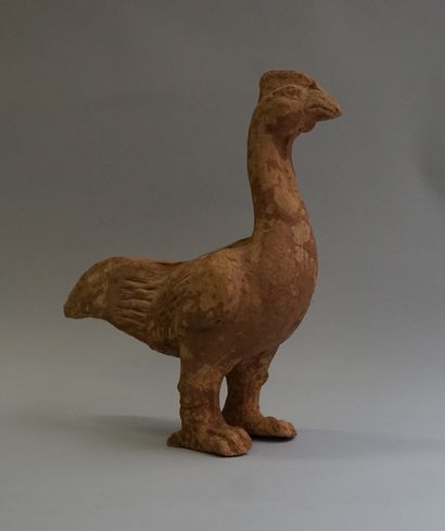 Beige and ochre terracotta rooster. 

Han,...