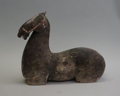 Legless and earless horse in polychrome terracotta...