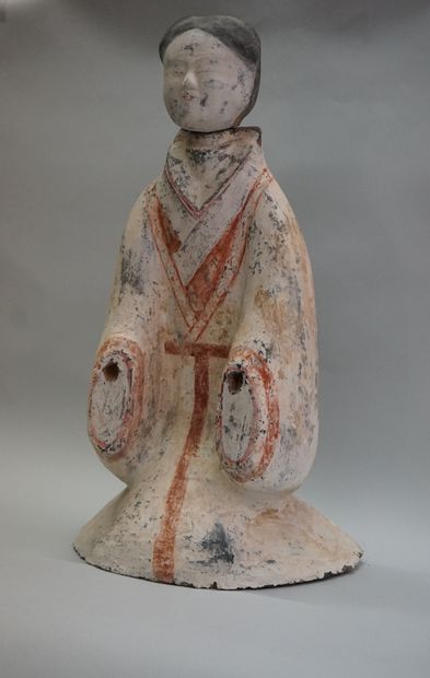 Kneeling court lady in grey terracotta with...