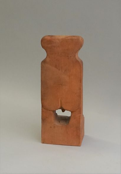 Very stylized standing nude male figure in...