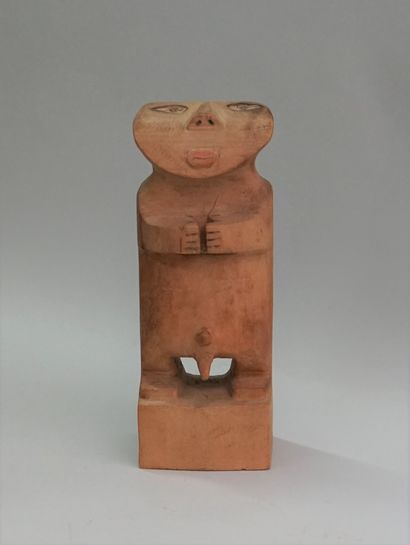 Very stylized standing nude male figure in...