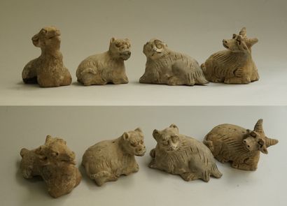 Set of 12 animals showing the signs of the...