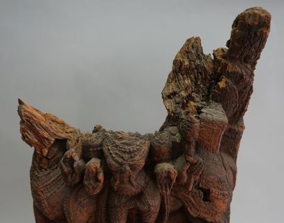 Architectural element in carved wood representing...