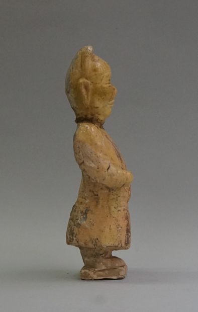Terracotta dwarf with remnants of lime glaze...