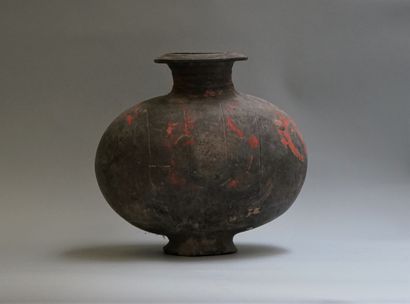 Cocoon earthenware vase with brown background...