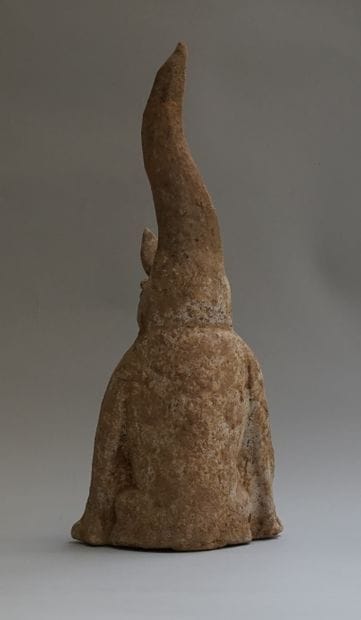 Set of two grey and beige terracotta chimeras...