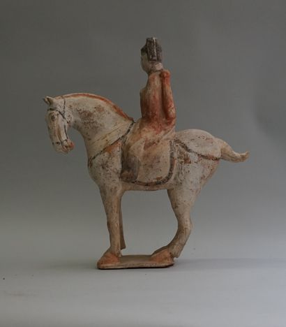 Beige terracotta officer on horseback with...