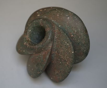 Spiral weapon mace. Green speckled hard stone....
