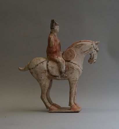 Beige terracotta officer on horseback with...
