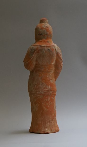 Orange terracotta warrior with remains of...