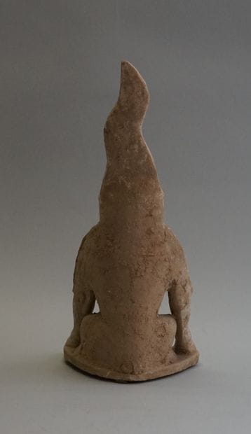 Set of two grey and beige terracotta chimeras...