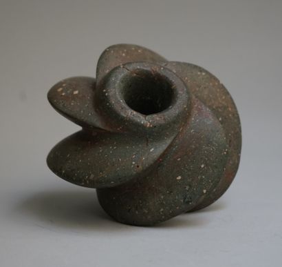 Spiral weapon mace. Green speckled hard stone....