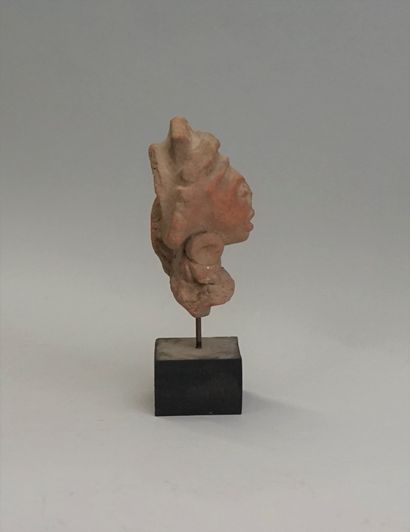 Head in pinkish terracotta represented with...