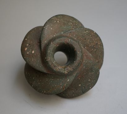 Spiral weapon mace. Green speckled hard stone....