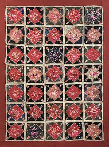 Embroidered fabric stretched on a frame

China,...